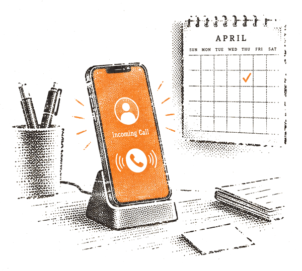 Gravure d'un téléphone de permanence, encre ambre