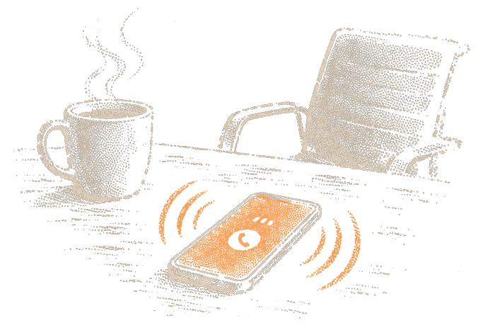 Gravure d'un smartphone qui sonne sans réponse