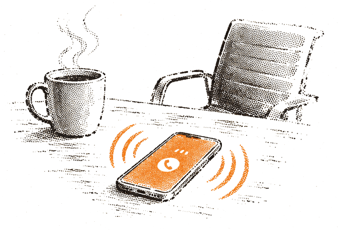 Gravure d'un smartphone qui sonne sans réponse