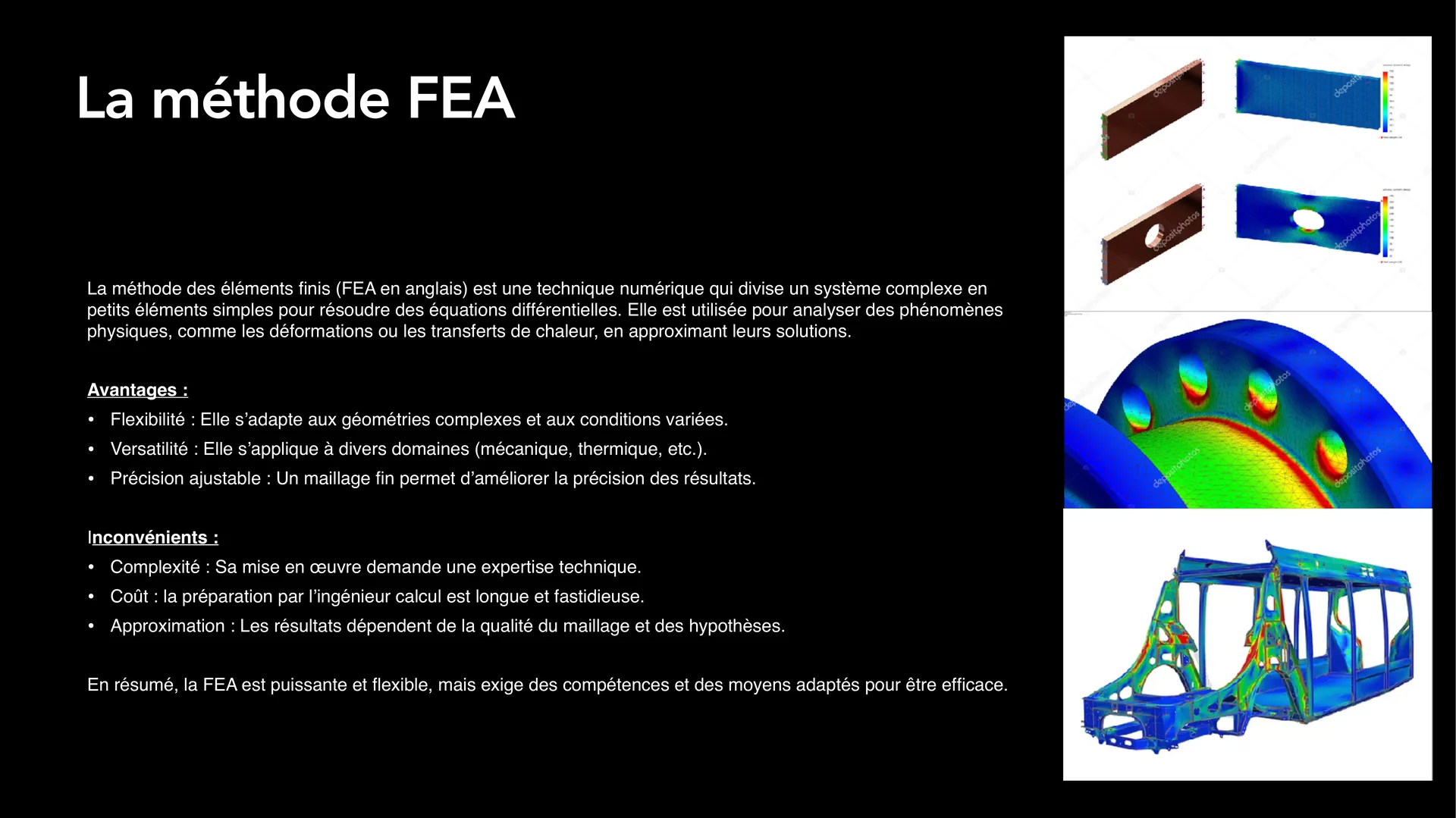 Méthode FEA — simulations colorimétriques