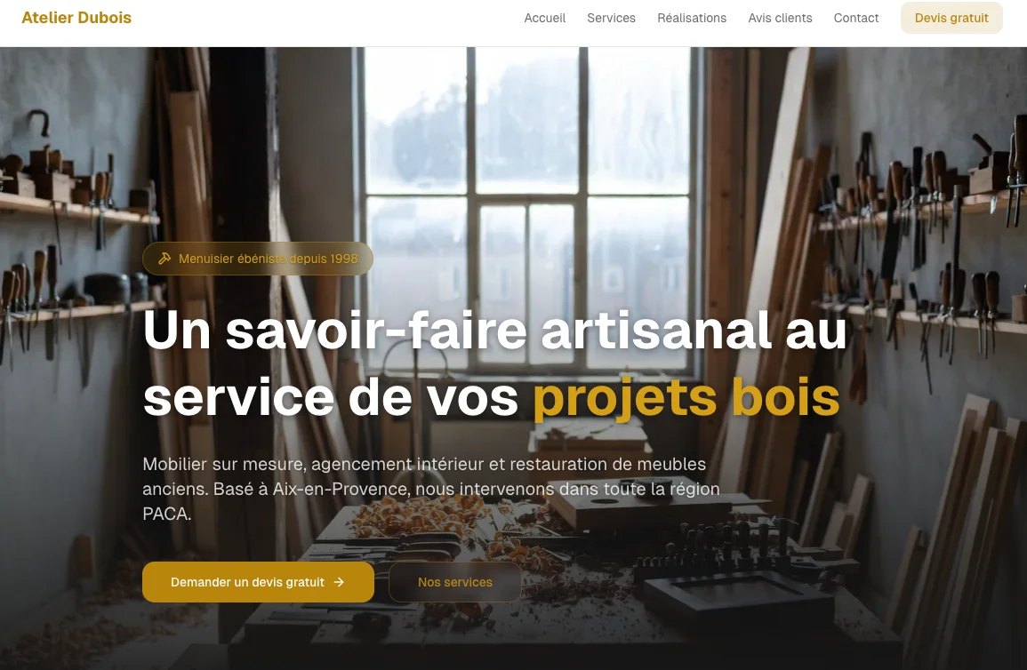 Aperçu du modèle site vitrine